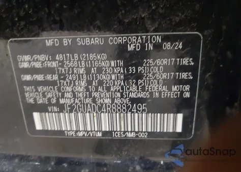 2024 Subaru Crosstrek Premium z USA, uszkodzony, nr VIN JF2GUADC4R8882495